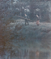 Couple Fishing from Bank of Seine, France