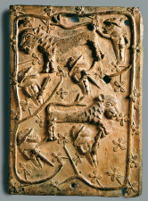 Plaque of a "Leopard Hunt" with Portuguese Hunters