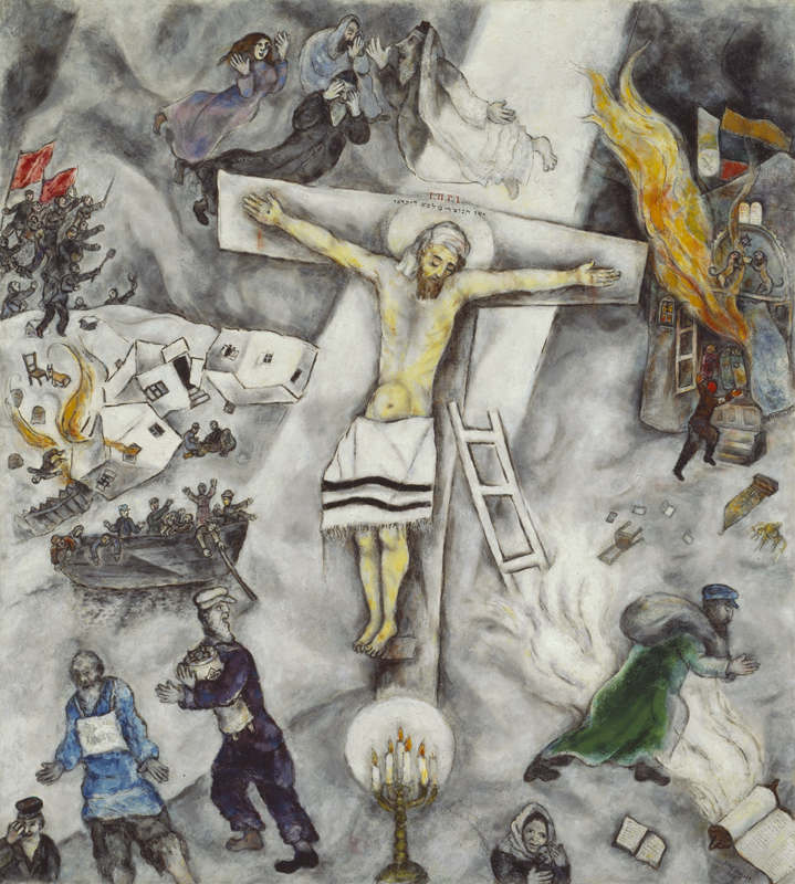 Marc Chagall. <em>White Crucifixion</em>, 1938. Oil on canvas; 154.3 x 139.7 cm (60 ¾ x 55 in.). The Art Institute of Chicago, gift of Alfred S. Alschuler, 1946.925.
