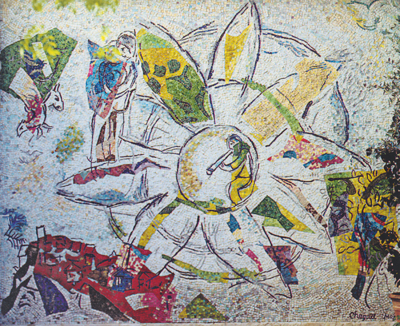 Marc Chagall. <em>The Grand Sun</em>, 1967. Mosaic (realized by Lino Melano); 310.5 x 419.1 cm (122 5/8 x 165 in.). Chagall's former residence <em>La Colline</em>, Saint-Paul de Vence, France.