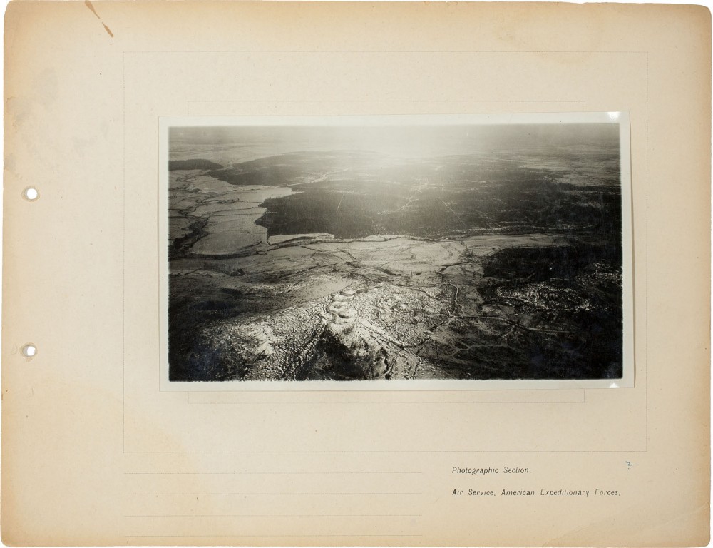 Plate 2. Untitled [Vauquois], from an album of World War I aerial photography assembled by Edward Steichen, in the collection of the Art Institute of Chicago.