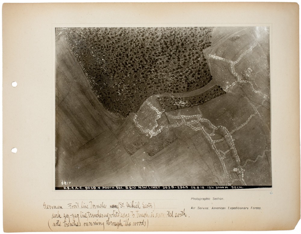 Plate 6. German Frontline Trenches (St. Mihiel Sector), from an album of World War I aerial photography assembled by Edward Steichen, in the collection of the Art Institute of Chicago.