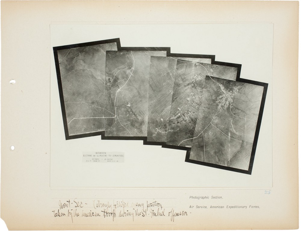 Plate 25. Montsec [St. Mihiel Sector], from an album of World War I aerial photography assembled by Edward Steichen, in the collection of the Art Institute of Chicago.