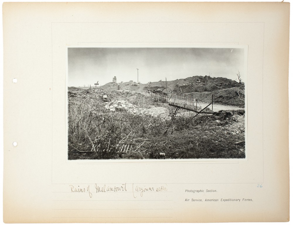 Plate 26. Ruins of Malancourt (Argonne Sector), from an album of World War I aerial photography assembled by Edward Steichen, in the collection of the Art Institute of Chicago.