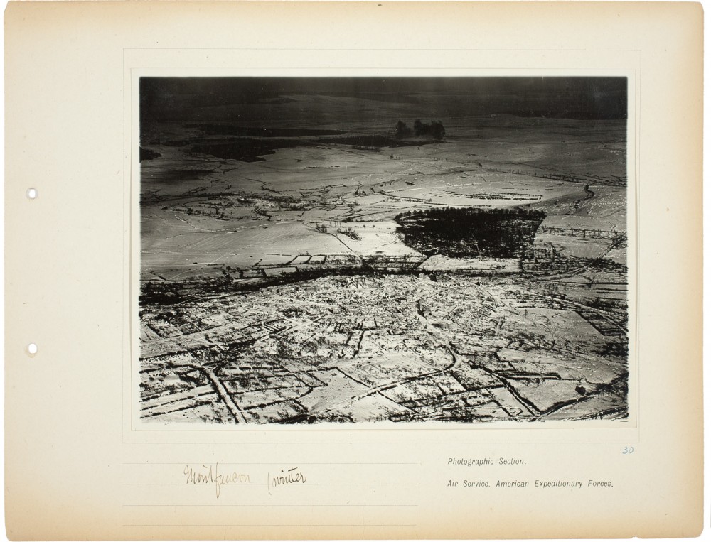 Plate 30. Montfaucon (winter) [Argonne Sector], from an album of World War I aerial photography assembled by Edward Steichen, in the collection of the Art Institute of Chicago.