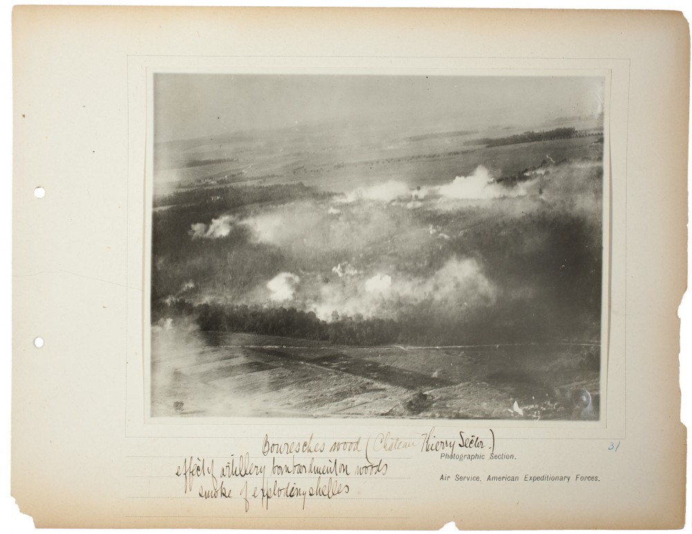 Plate 31. Bouresches wood (Château Thierry Sector), from an album of World War I aerial photography assembled by Edward Steichen, in the collection of the Art Institute of Chicago.