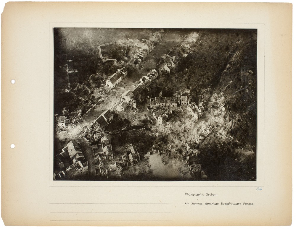 Plate 34. Untitled [Vaux], from an album of World War I aerial photography assembled by Edward Steichen, in the collection of the Art Institute of Chicago.