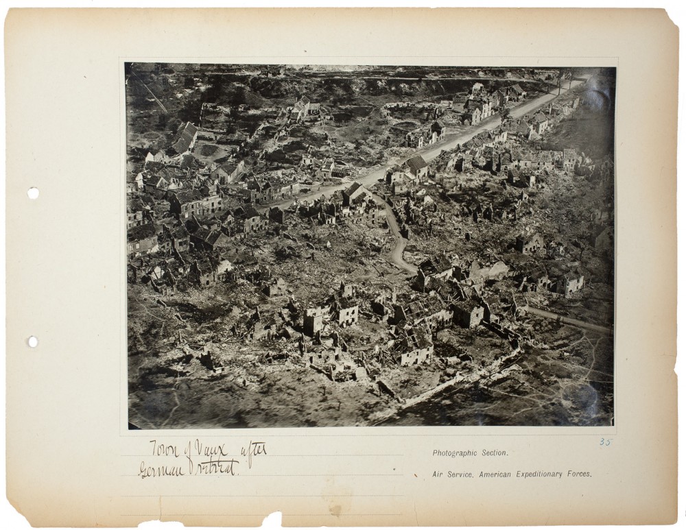 Plate 35. Vaux after German retreat, from an album of World War I aerial photography assembled by Edward Steichen, in the collection of the Art Institute of Chicago.