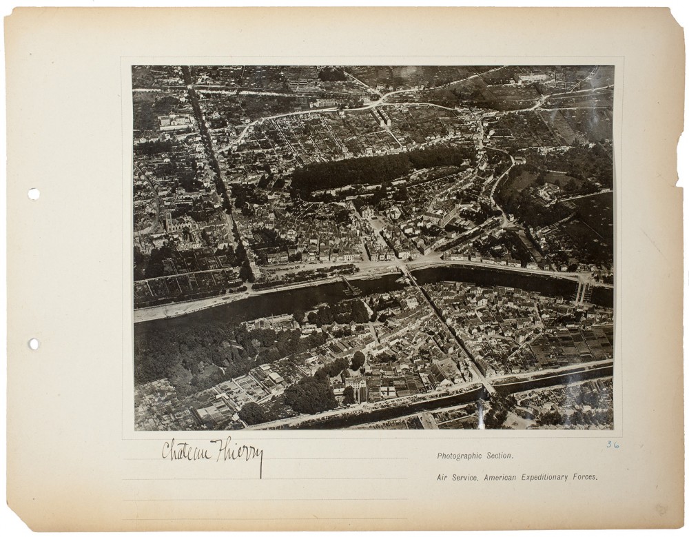 Plate 36. Château Thierry, from an album of World War I aerial photography assembled by Edward Steichen, in the collection of the Art Institute of Chicago.