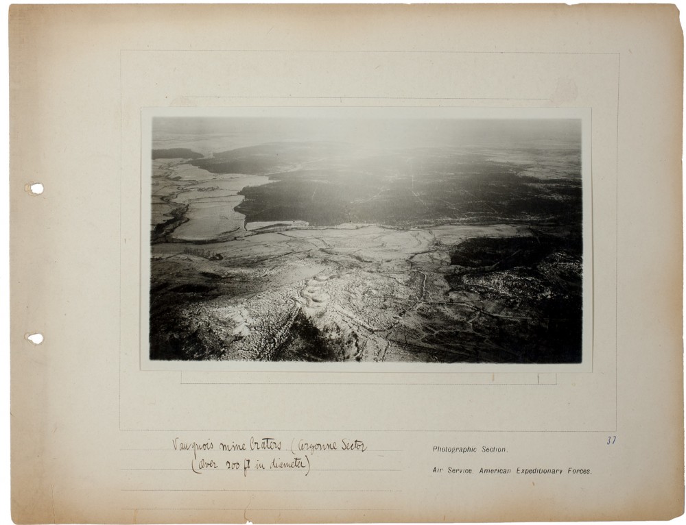 Plate 37. Vauquois mine Craters (Argonne Sector), from an album of World War I aerial photography assembled by Edward Steichen, in the collection of the Art Institute of Chicago.