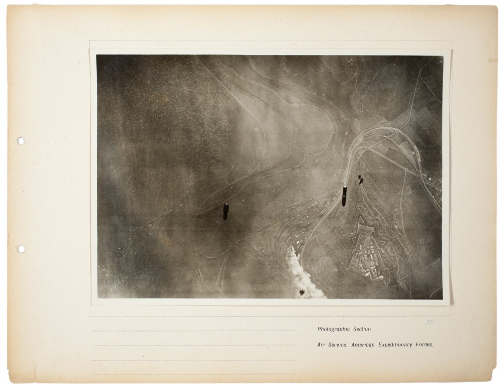 Plate 39. Untitled [Montmedy], from an album of World War I aerial photography assembled by Edward Steichen, in the collection of the Art Institute of Chicago.