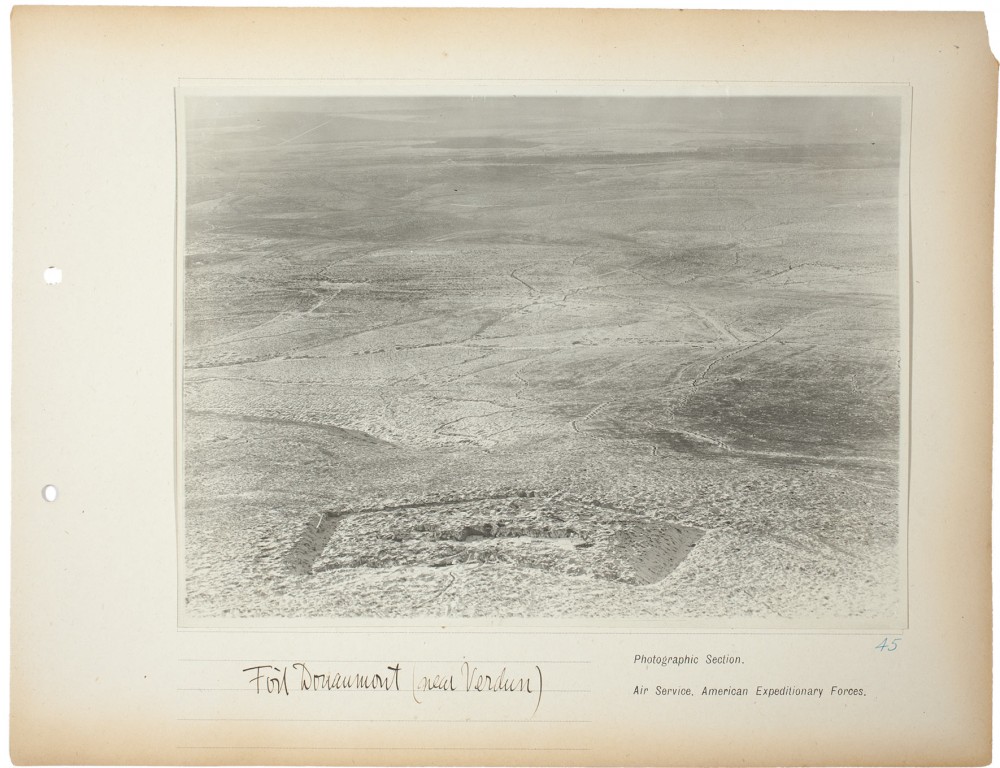 Plate 45. Fort Douaumont (near Verdun), from an album of World War I aerial photography assembled by Edward Steichen, in the collection of the Art Institute of Chicago.