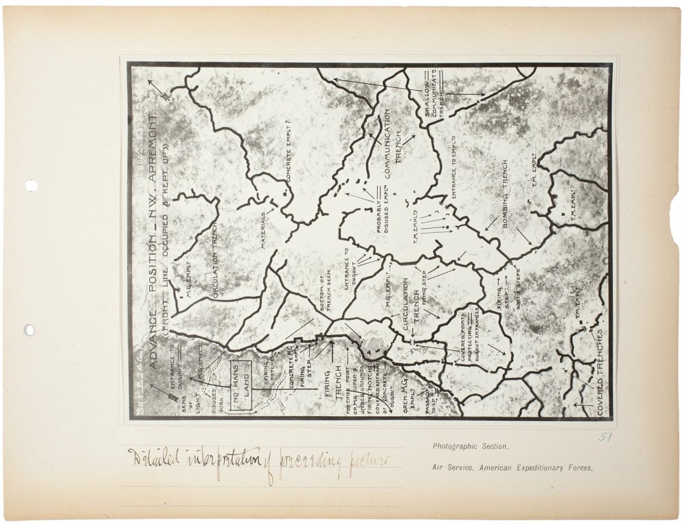 Plate 51. Interpretation of preceding picture [Apremont], from an album of World War I aerial photography assembled by Edward Steichen, in the collection of the Art Institute of Chicago.
