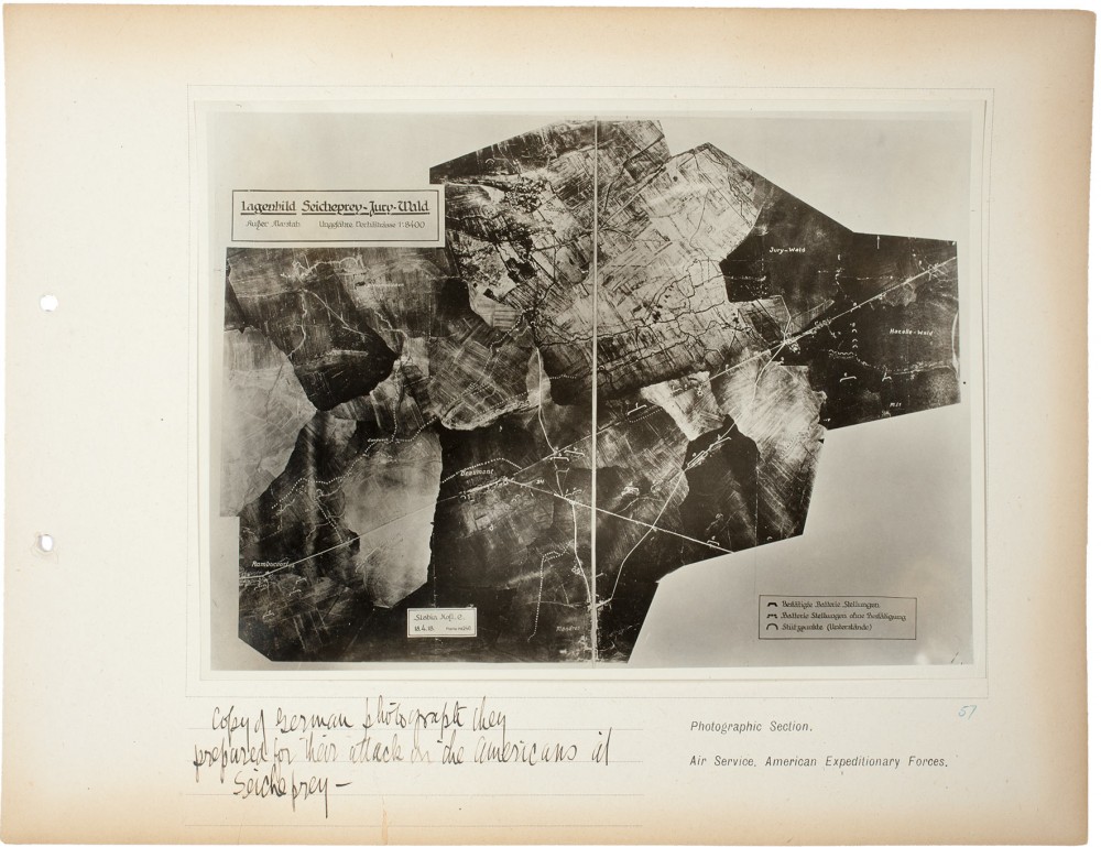 Plate 57. German photograph, Seicheprey, from an album of World War I aerial photography assembled by Edward Steichen, in the collection of the Art Institute of Chicago.