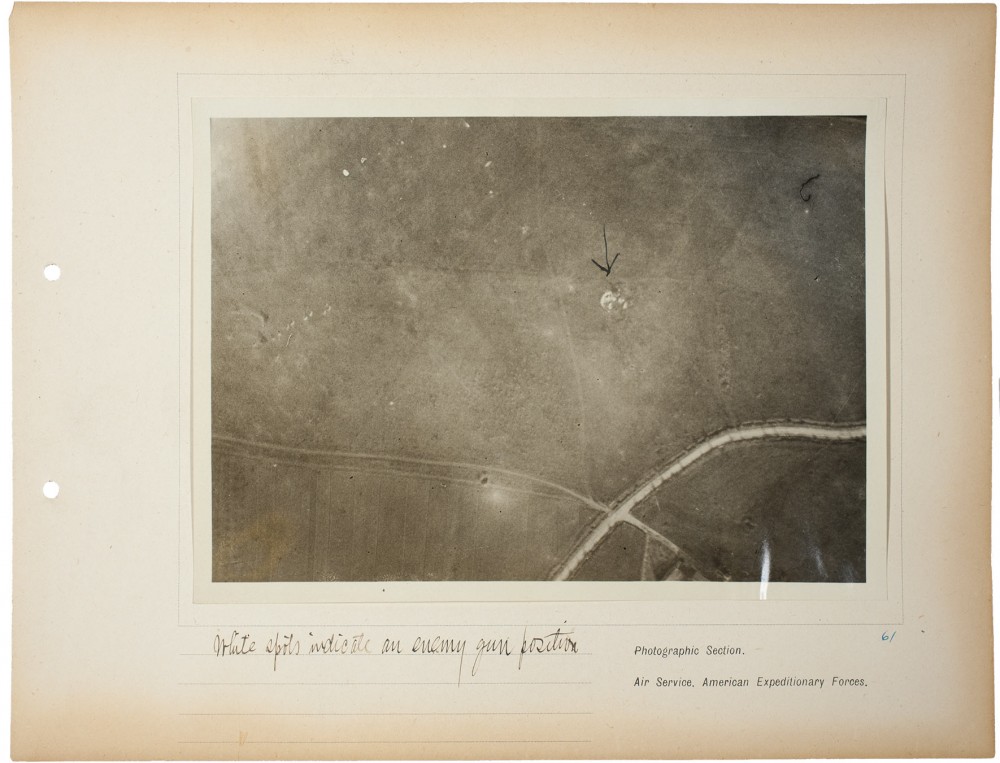 Plate 61. Enemy gun position, from an album of World War I aerial photography assembled by Edward Steichen, in the collection of the Art Institute of Chicago.
