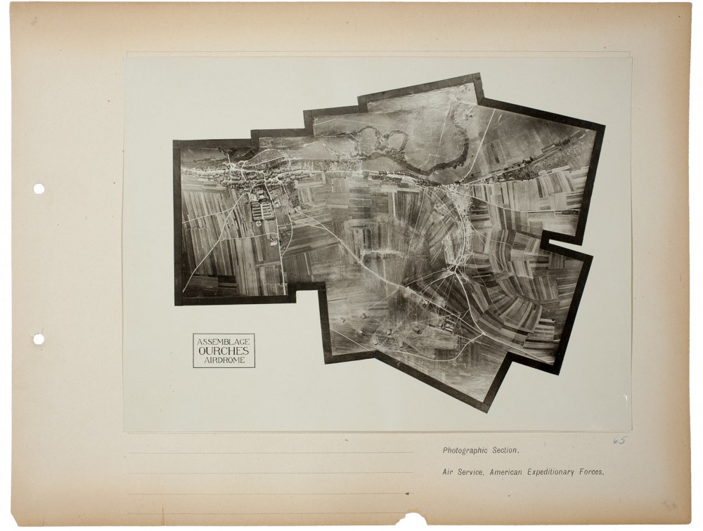 Plate 65. Untitled [Ourches], from an album of World War I aerial photography assembled by Edward Steichen, in the collection of the Art Institute of Chicago.