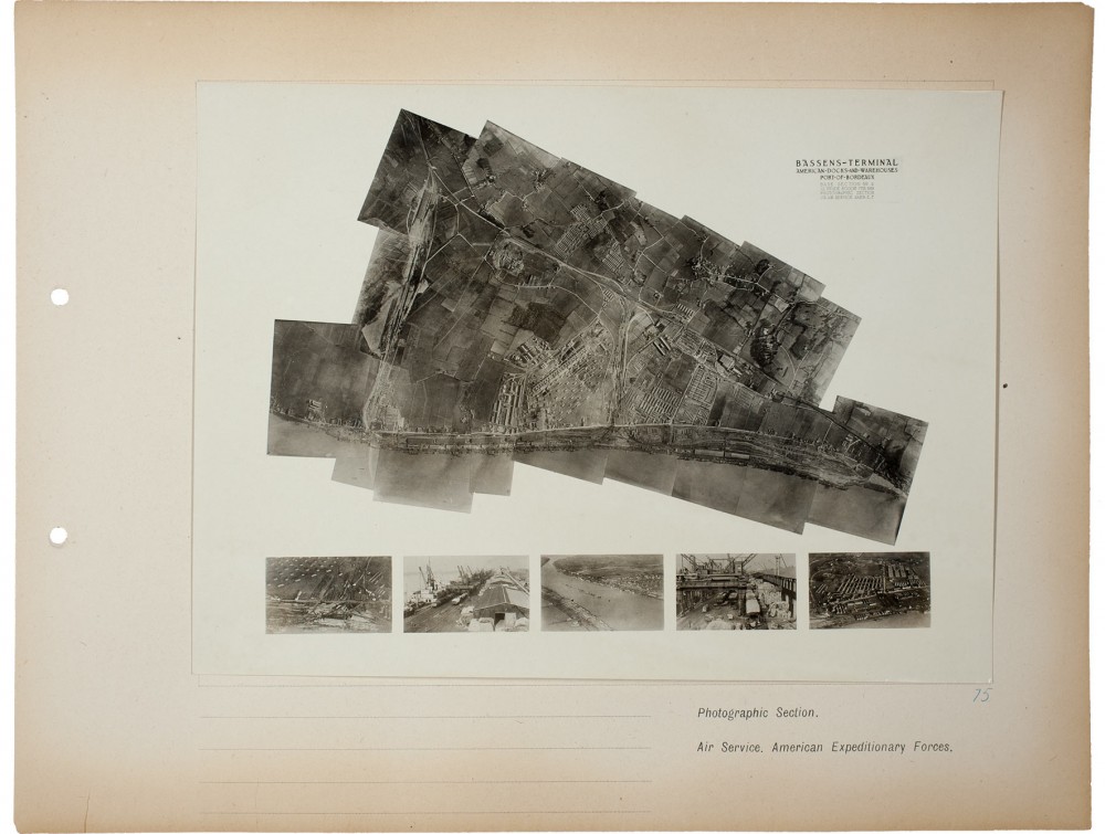 Plate 75. Untitled [Port of Bordeaux], from an album of World War I aerial photography assembled by Edward Steichen, in the collection of the Art Institute of Chicago.