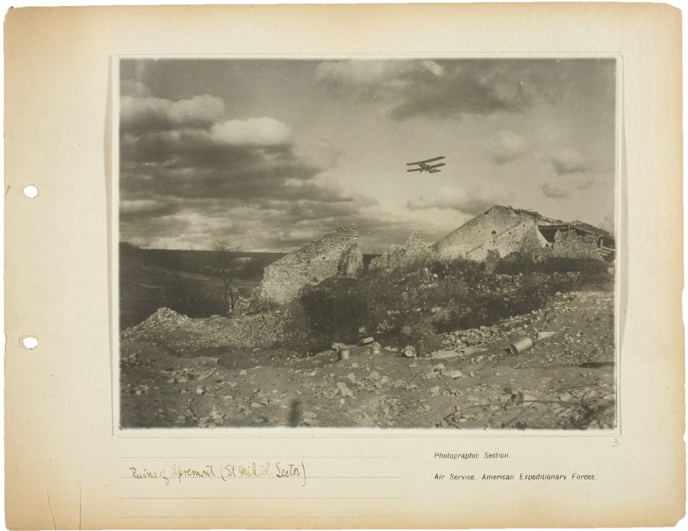 Plate 3. Ruins of Apremont (St. Mihiel Sector), from an album of World War I aerial photography assembled by Edward Steichen, in the collection of the Art Institute of Chicago.