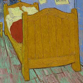 Vincent van Gogh. <em>The Bedroom</em> (Bed detail), 1889. The Art Institute of Chicago, Helen Birch Bartlett Memorial Collection.