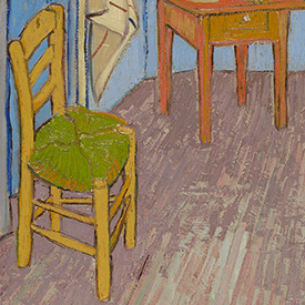 Vincent van Gogh. <em>The Bedroom</em> (Chair detail), 1889. Musée d'Orsay, Paris, sold to national museums under the Treaty of Peace with Japan, 1959.