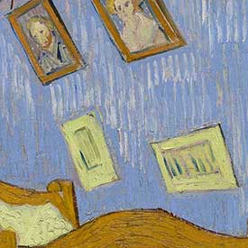 Vincent van Gogh. <em>The Bedroom</em> (Portraits detail), 1889. The Art Institute of Chicago, Helen Birch Bartlett Memorial Collection.