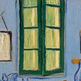 Vincent van Gogh. <em>The Bedroom</em> (Window detail), 1889. Musée d'Orsay, Paris, sold to national museums under the Treaty of Peace with Japan, 1959.